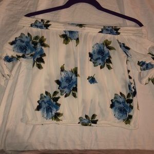 Off-the-Shoulder Flower Print Crop Top